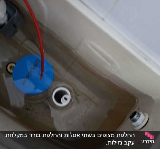 מבט אל תוך מכל הדחה גלוי לאסלה בעת טיפול במנגנון הניאגרה